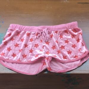 Pink Star Patterned Velour Shorts